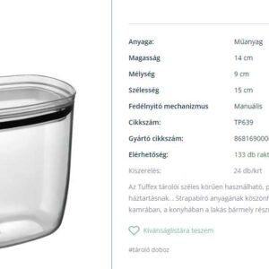 Tuffex tároló doboz ovális 1.3l TP639