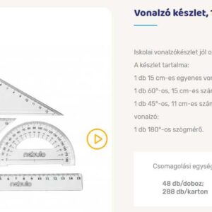 Vonalzó készlet. 4 db-os. 15 cm-es vonalzóval