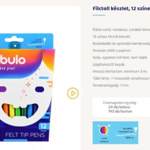 Filctoll készlet. 12 színes. vízbázisú