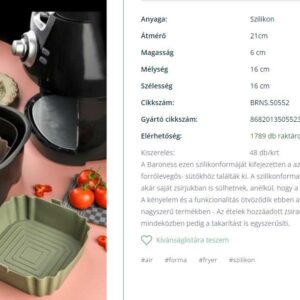 Baroness szilikon forma Air fryer forrólevegős sütőbe BRNS-50552