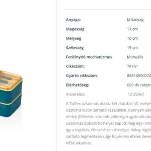 Tuffex uzsonnás doboz szögletes 2 szintes TP741