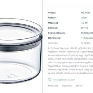 Emhouse légmentes tároló doboz kerek 0.45l EP-160