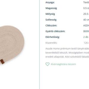 Asude Home prémium textil tányéralátét ovális ASDH510